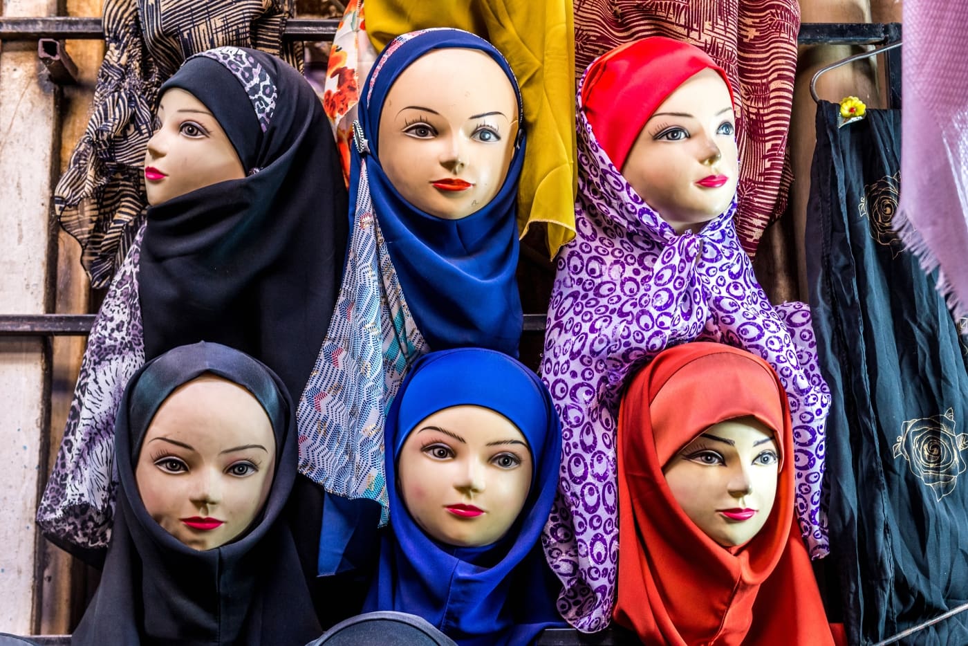 Hijabs for sale at Vakil Bazaar in Shiraz city in Iran